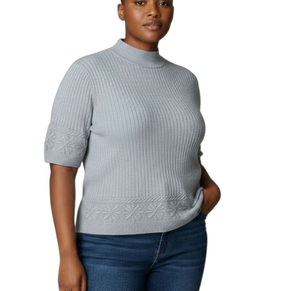 🌹LIGHT BLUE STUDIO WORKS SHORT SLEEVE VINTAGE SWEATER sz 1X